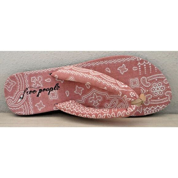 Free People Women's Sz 41 US 10-11 Pink & White Es Verdra Cotton Thong Sandals - Picture 13 of 16